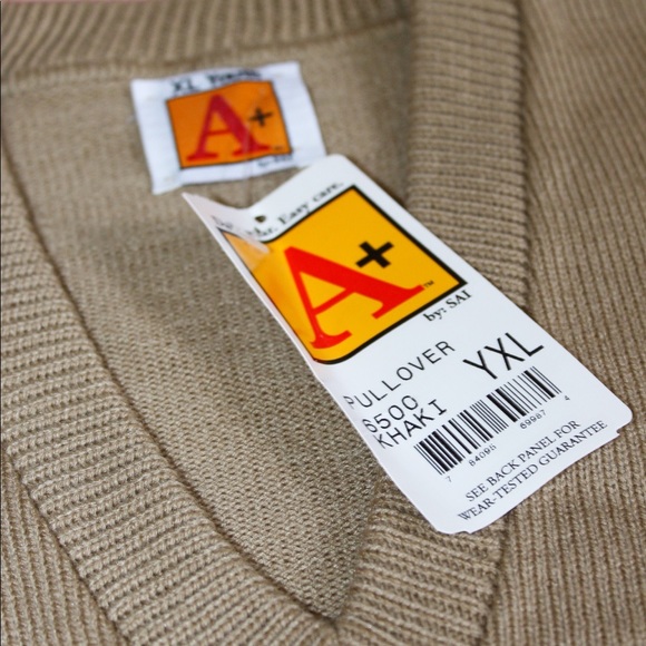 Vtg Deadstock Youth Uniform Acrylic V-Neck Sweater - Picture 6 of 10